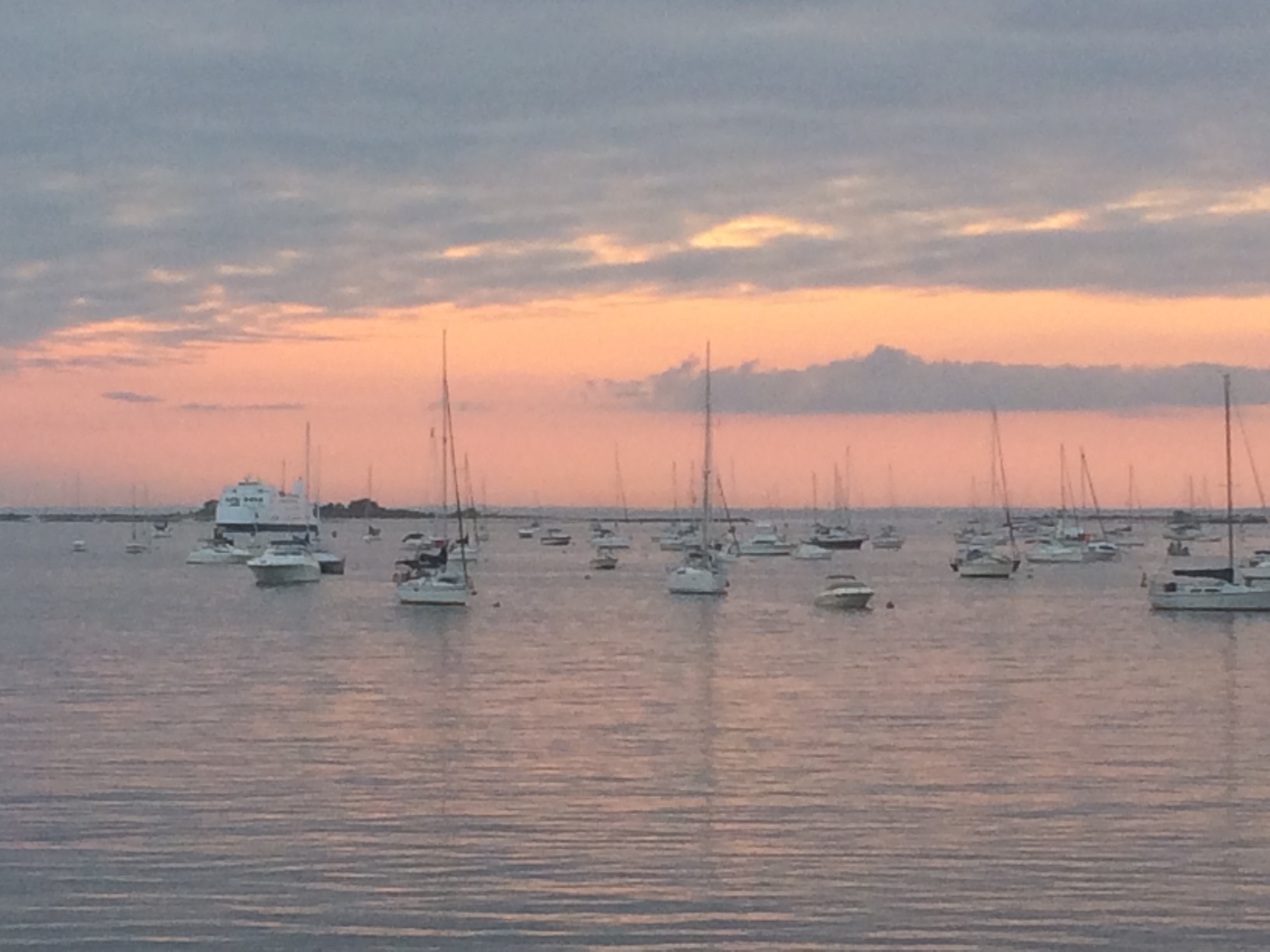 Port Jefferson Station, Long Island: a shoreline with moored boats